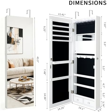 Lockable Jewelry Cabinet Organ - Model Kit Led 评论和价格