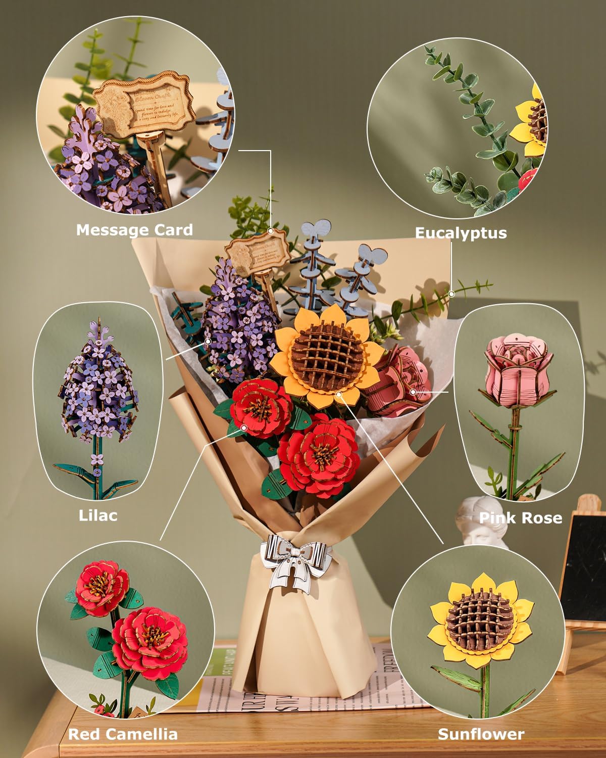 Rolife Wooden Flower Bouquet 3 - Model Kit Revell 评论和价格