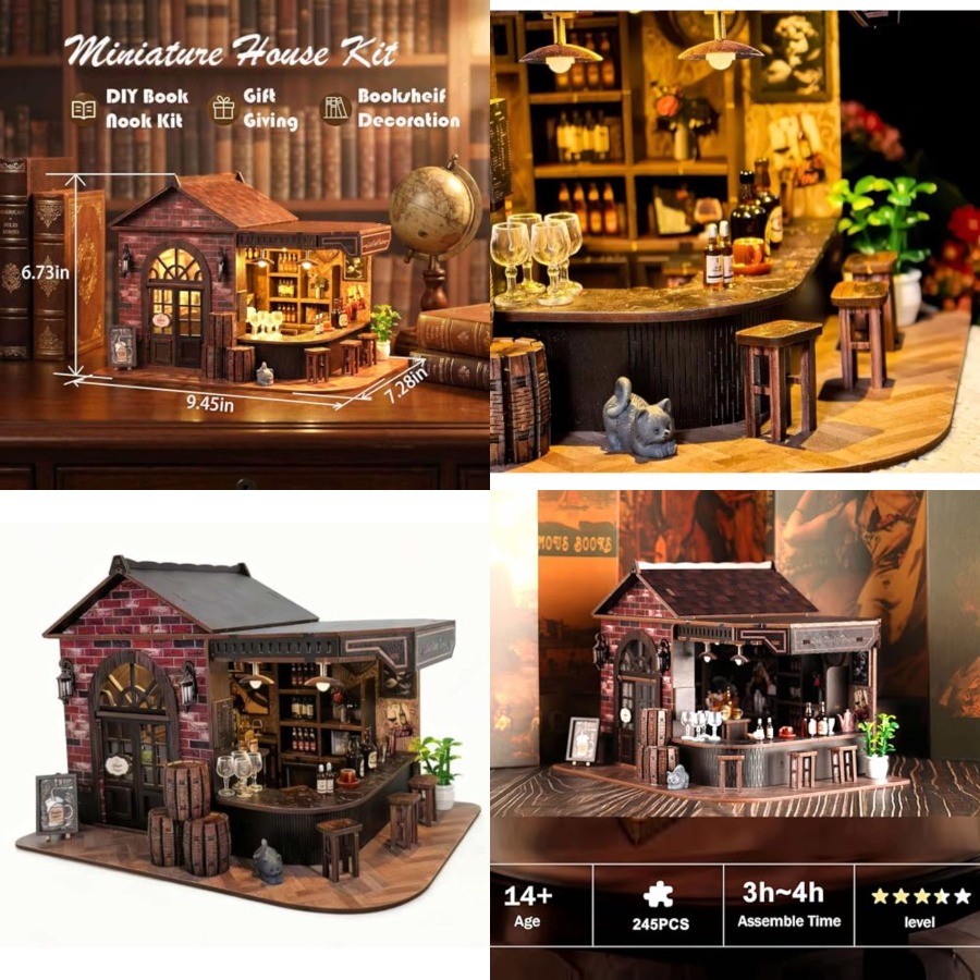 Book Nook Kit, 3D Wooden Minia - Model Kit Led 评论和价格